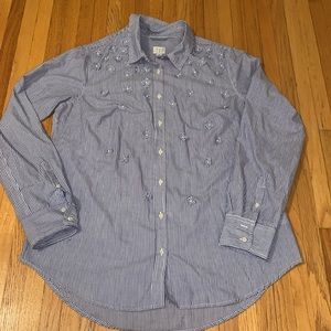 Women’s Blue and White stripe button up